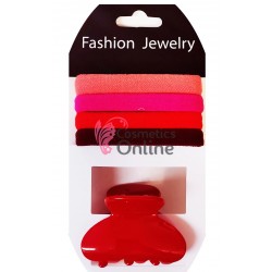Elastice pentru codite cu clema de prins parul Cod EL010FF, set 5 bucati
